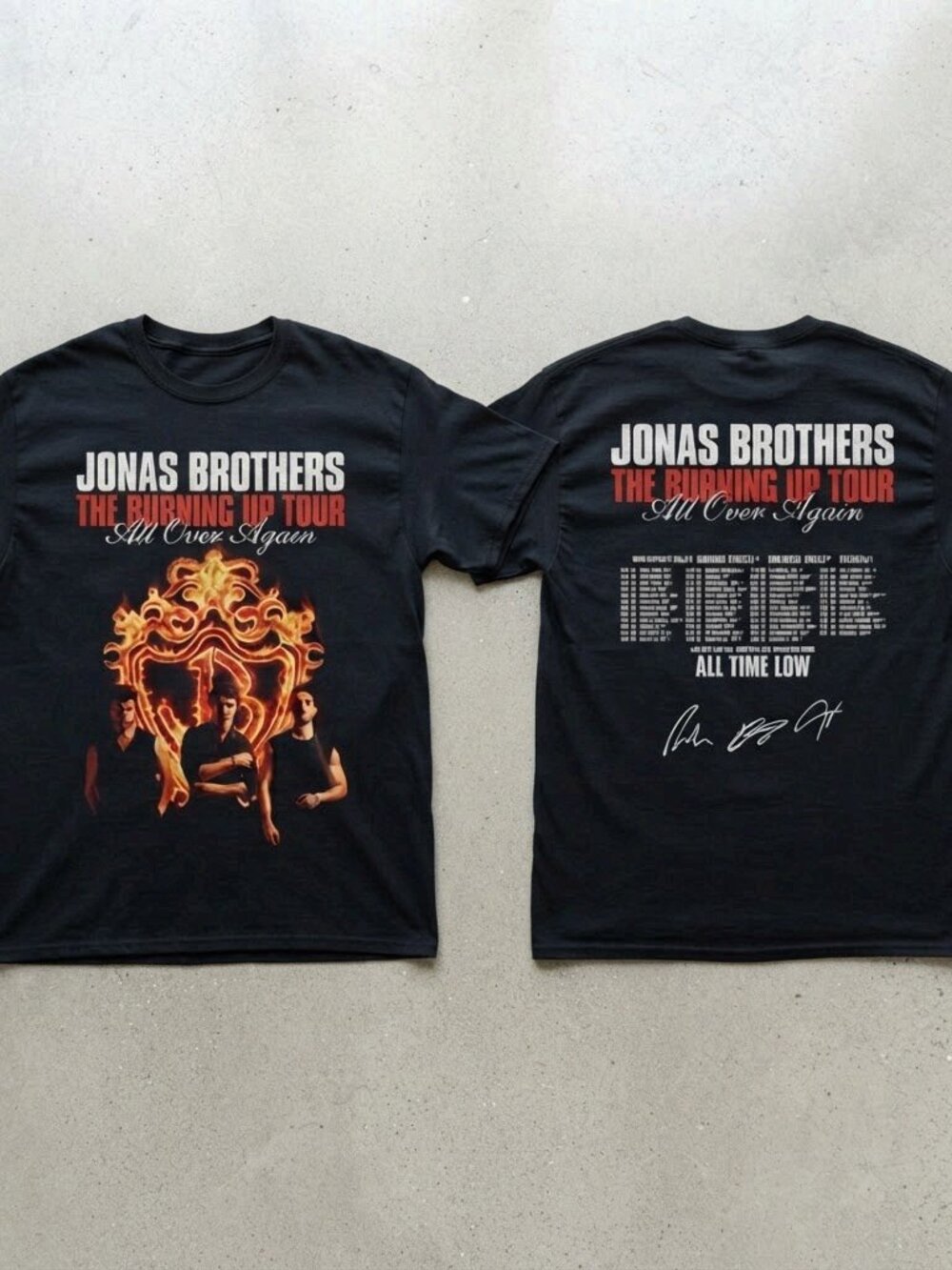 Jonas Brothers The Burning Up Tour All Over Again Black T-Shirt S-4XL